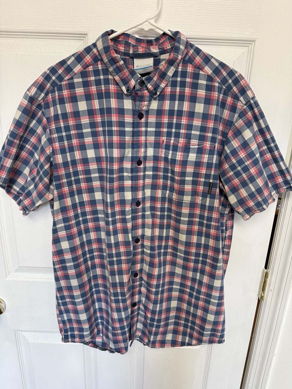 Columbia Rapid Rivers Men's Short Sleeve Plaid Button Up Shirt Size L